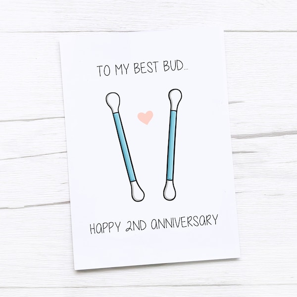 Happy 2nd Anniversary Card | Cotton Anniversary | Second Wedding Anniversary Card | Cotton Bud