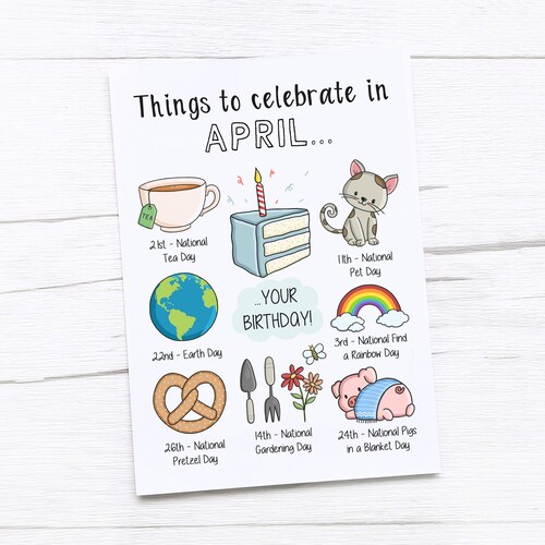 April Birthday Card Born in April April Birthday Etsy