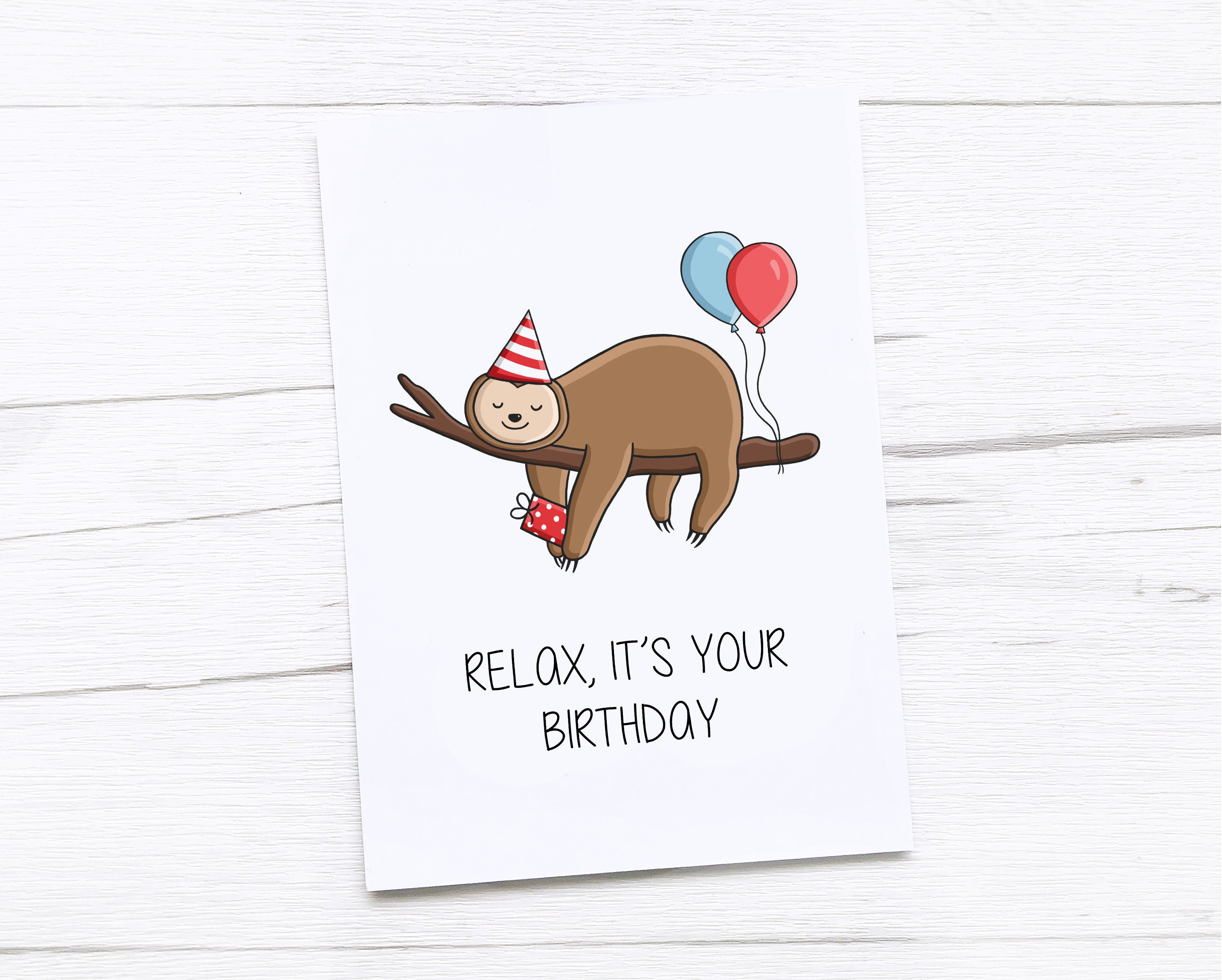 Happy Birthday Card Belated Birthday Sloth Sorry its | Etsy