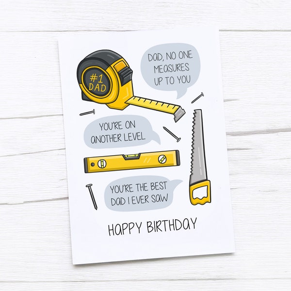 Happy Birthday Card Dad | Dad Birthday Card | Birthday Card Daddy | Funny Dad Birthday Gift | Dad Card | Tools | DIY Dad Card