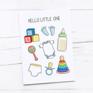 Nueva tarjeta de bebé / Tarjeta de recién nacido / Felicitaciones bebé / Hola pequeño