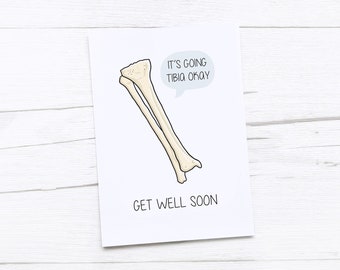 Tibia | Get Well Soon Card | Thinking of You | Speedy Recovery | Broken Bones | Tibia Card