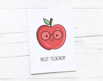 Thank You Teacher Card | Best Teacher | Apple