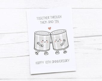 10th Wedding Anniversary Card, 10 Year Anniversary Card, 10th Year