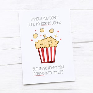 Carte de joyeux anniversaire | Blagues ringardes | Maïs éclaté | Carte de Saint-Valentin heureuse | Carte Saint Valentin