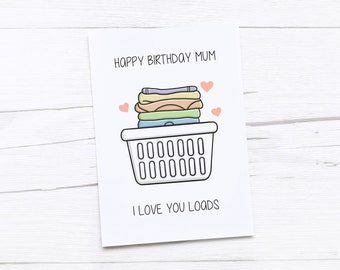 Happy Birthday Card Mum | Mum Birthday Card | Birthday Card Mummy | Funny Mum Birthday Gift | Mum Card | Washing