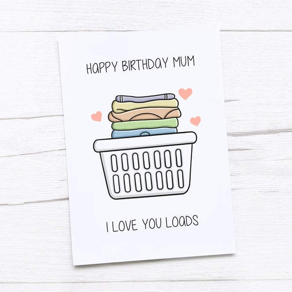 Happy Birthday Card Mum | Mum Birthday Card | Birthday Card Mummy | Funny Mum Birthday Gift | Mum Card | Washing