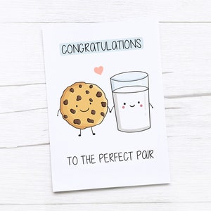 Cartão de casamento | Parabéns Cartão Comemorativo | Biscoitos e Leite | Par Perfeito