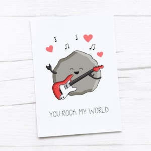 Gelukkige verjaardagskaart | Rots | Jij rockt mijn wereld | Gelukkige Valentijnsdagkaart | Valentijnsdag kaart