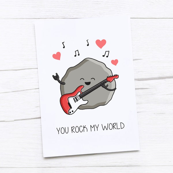 Alles Gute zum Jahrestag Karte | Rock | You Rock My World | Happy Valentinstag Karte | Valentinskarte