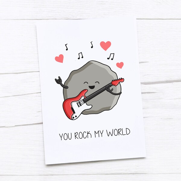 Happy Anniversary Card | Rock | You Rock My World | Happy Valentine's Day Card | Valentines Card