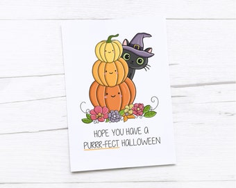 Happy Halloween Card | Cat | Pumpkin | Halloween Gift
