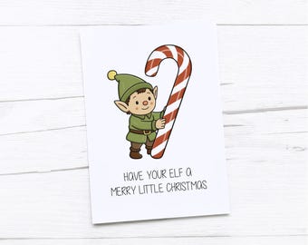 エルフのクリスマスカード | ハッピークリスマスカード | エルフ | キャンディケーン