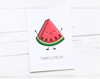 Thanks a Melon Thank You Notes Thank You Cards Watermelon - Etsy