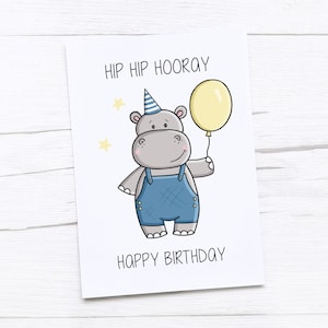 Cartão de feliz aniversario | Hipopótamo | Hip Hip Viva