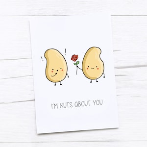 Tarjeta de feliz aniversario / Peanut / Nuts About You / Tarjeta de feliz día de San Valentín / Tarjeta de San Valentín