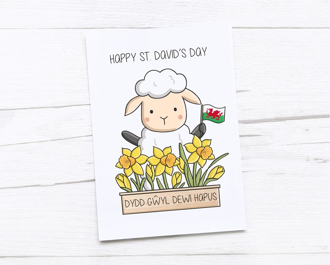 Happy Saint David’s Day Card | St Davids Day | Daffodil | Sheep | Welsh ...