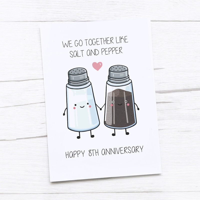 Happy Salt Anniversary Card - 8th Wedding Anniversary Card - Eighth Anniversary - 8 Years - View #11