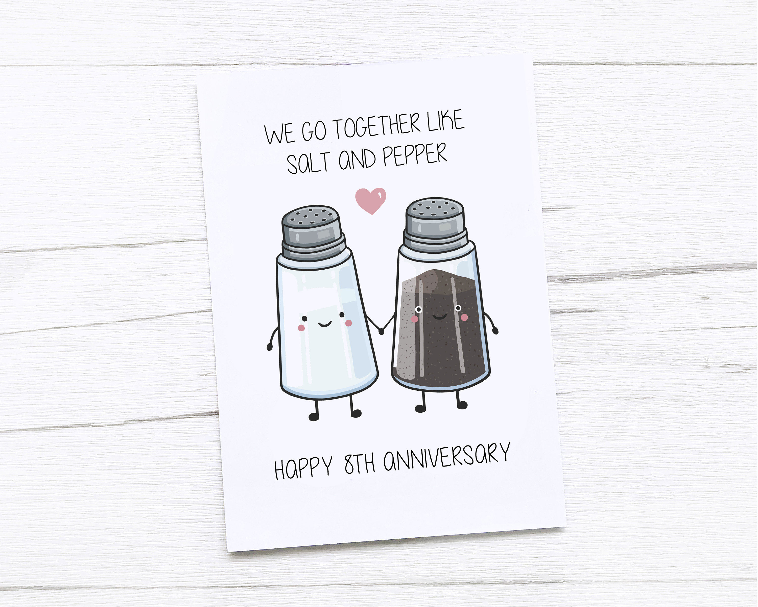 Happy Salt Anniversary Card - 8th Wedding Anniversary Card - Eighth Anniversary - 8 Years