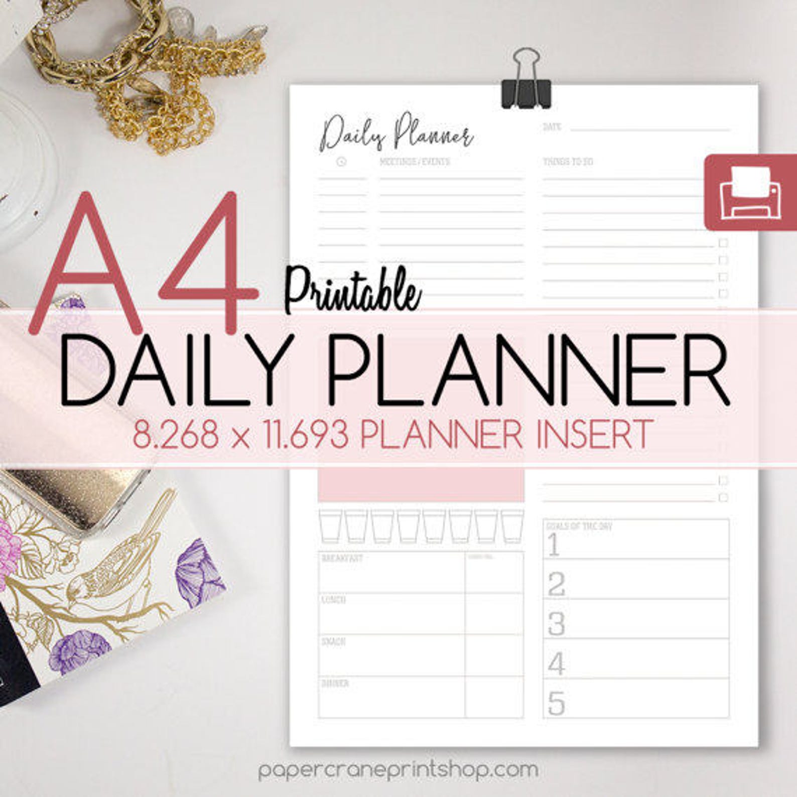 Daily Planner A4 A4 Planner InsertsA4 Weekly PlannerA4 Etsy