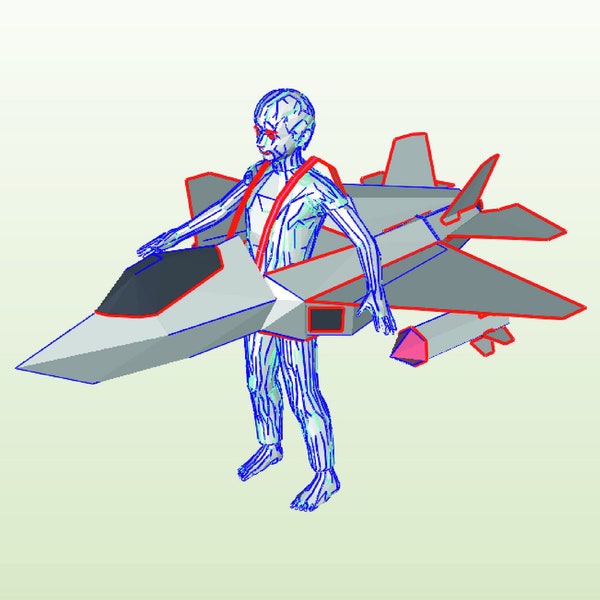 Modèles numériques de costumes pour enfants Jet Fighter pour la construction en carton