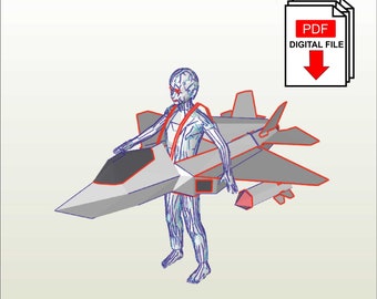 Jet Fighter kids costume digital templates for cardboard build