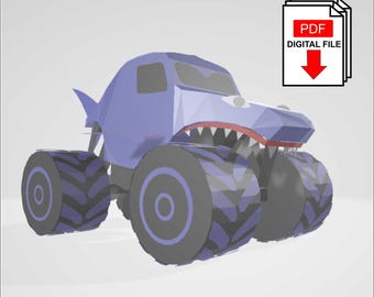 Modelli digitali per la costruzione in cartone del costume da monster truck Megalodon