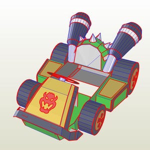 Digitale Vorlagen für Bowser-Kart-Kostüme zum Bauen aus Karton