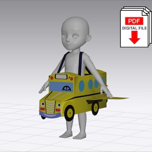 Plantillas digitales de disfraces de niños de Space Bus para construcción en cartón