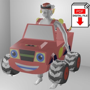 Plantillas digitales para disfraz de Blaze para niños para construir en cartón