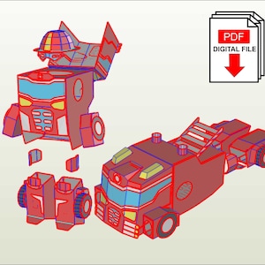 Plantillas digitales para disfraz de robot de rescate Heatwave para niños para construir con cartón