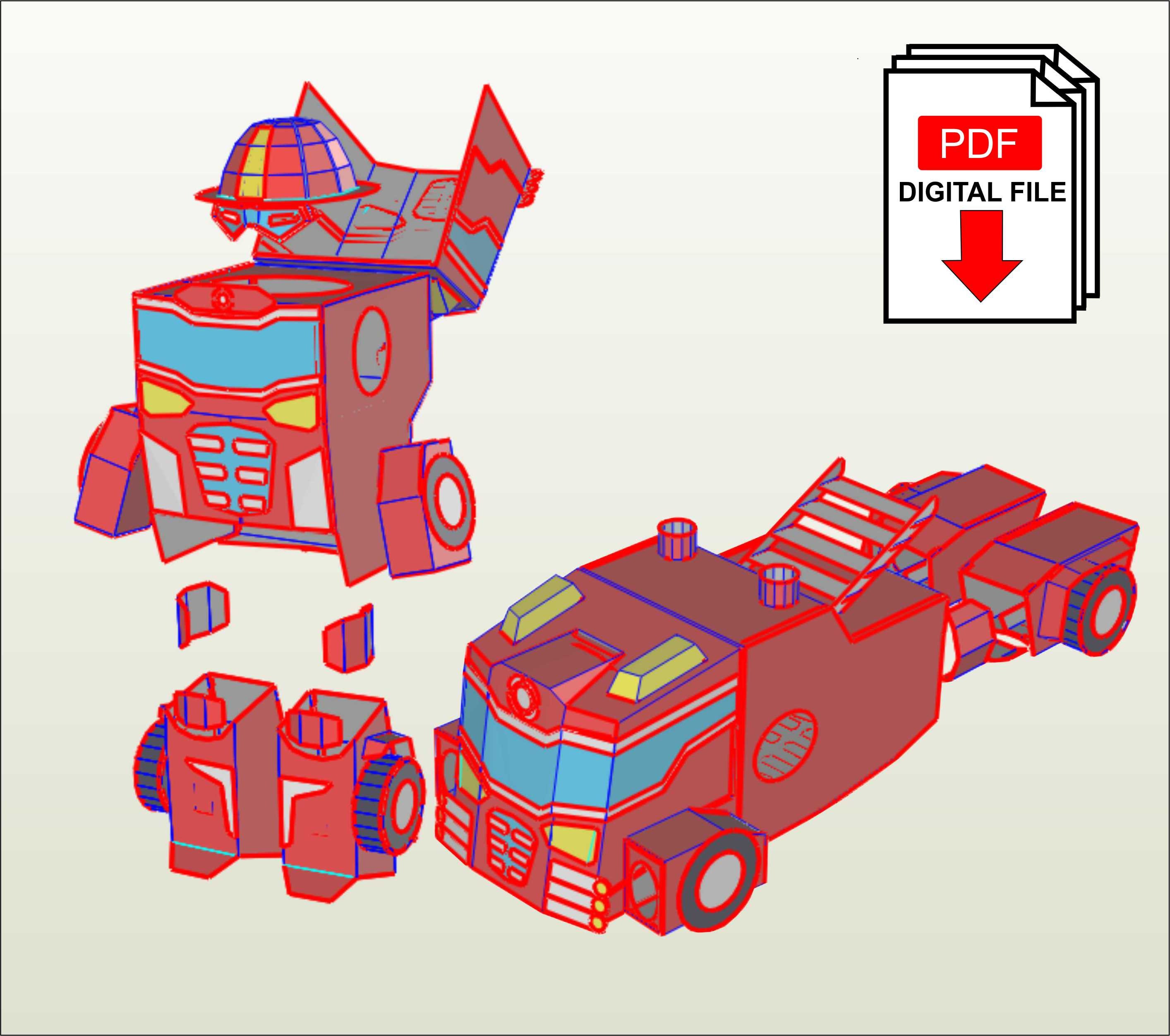 Heatwave Rescue Bot costume for kids digital templates for cardboard build
