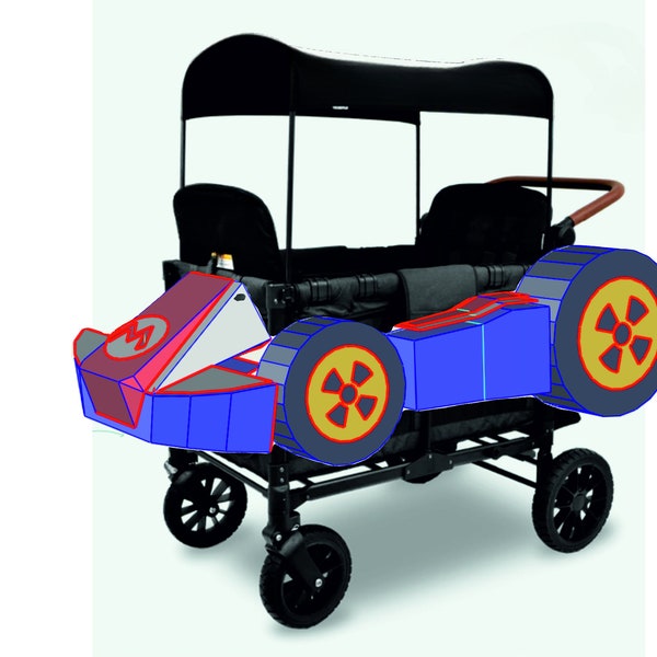 Mario Kart für Kinderwagen, digitale Vorlagen für den Kartonbau
