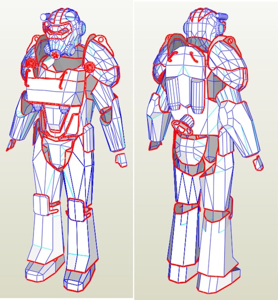 Cosplay T 60 Power Armor Templates For Cardboard Etsy