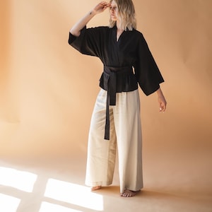 BATA DE LINO ORGÁNICO, Bata corta de lino, Bata para mujer, La bata de lino es el regalo perfecto para una persona especial, Bata liviana, Ropa de verano