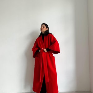 Jersey Red Kimono, Warm Kimono Cape, Natural Jersey, Gift for girl, Pinterest vibe, Kimono urban Robe for outside image 5