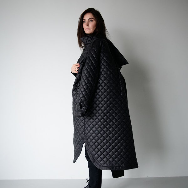 LONG WINTER COAT, Comfortable Coat, Plus Size Women Party Warm Winter quilted Coat, Handmade Long Sleeve Casual Women Coat