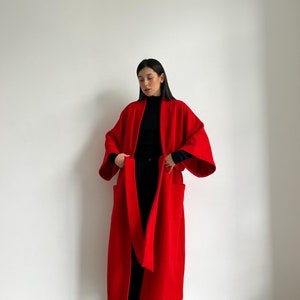 Jersey Red Kimono, Warm Kimono Cape, Natural Jersey, Gift for girl, Pinterest vibe, Kimono urban Robe for outside image 4