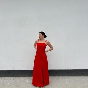 LONG LINEN Cocktail DRESS, Organic Linen Dress, Ukrainian Fabric, Long Red Linen Dress,Short Sleeve Red Linen Dress, Gift For Mom