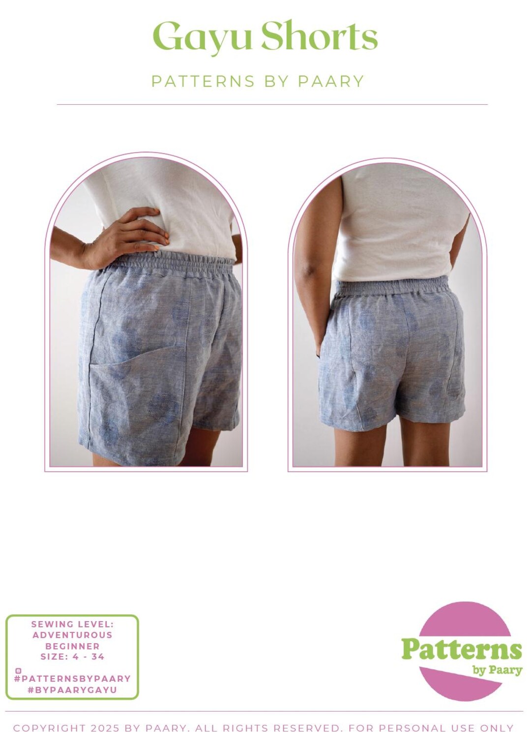 Gayu Shorts PDF Sewing Pattern - Etsy