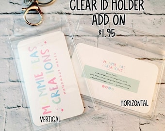 Clear PVC ID Holder Pouch Add On, Zipper Lanyard Accessory