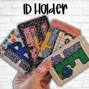 Porte-badge personnalisé pour enseignant - Accessoire de cordon tendance pour enseignant - Cadeau pour enseignant - Porte-carte vertical - Thème des fournitures scolaires