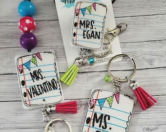 Personalized Teacher Lanyard: Acrylic Notebook Paper ID Holder