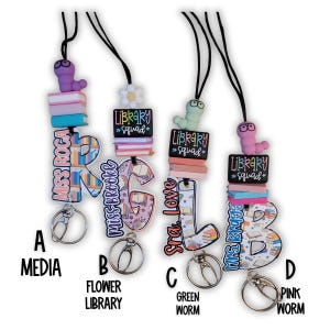 Personalized Teacher Lanyard | Beaded Badge Holder | School Charm | Acrylic Initial | Back to School Gift image 14
