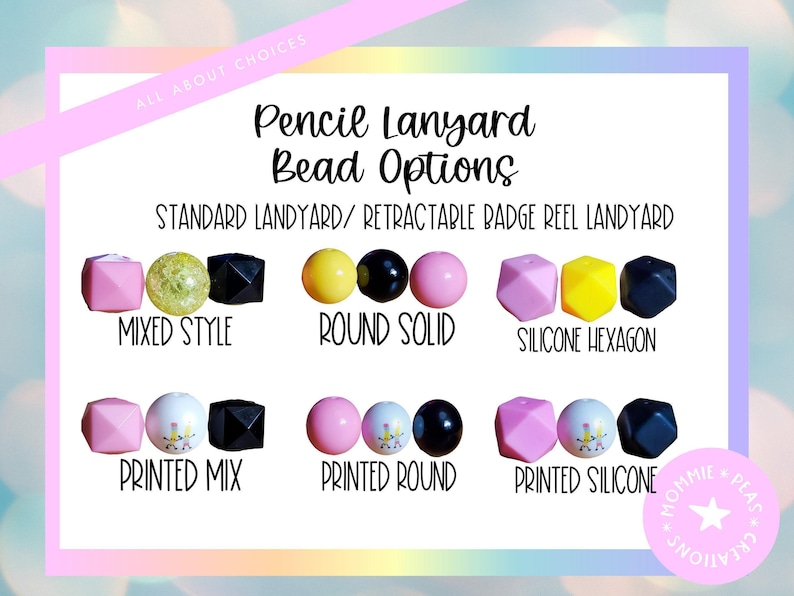 Stylish Beaded Lanyard Glitter Teacher Accessory Pencil Charm Design School Staff Identification Holder Trendy Classroom Item Sparkly Work Accessory Professional Look Colorful Badge Display Teaching Essential Supply Educator Fashion Piece