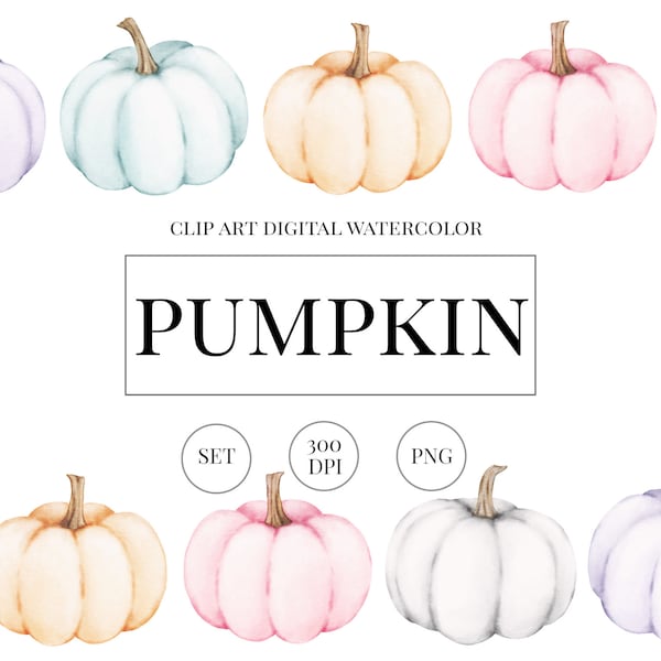 Pumpkin fall clipart. Boho pumpkin clipart, watercolor pumpkin. Fall border, pastel pumpkins, harvest clipart for thanksgiving cards.