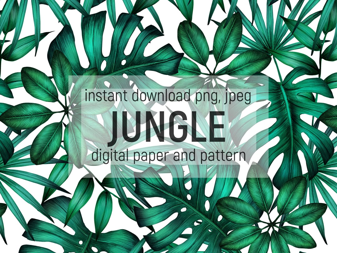 Jungle Digital Paper 12x12 In. Instant Download PNG and JPEG. Seamless