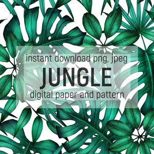 Jungle Digital paper 12x12 in. Instant download PNG and JPEG. Seamless paper, Jungle patterns. Jungle Scrapbook Paper. Digital download.