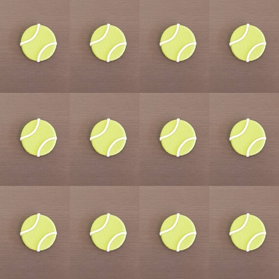 12 X Tennis Ball Toppers Sports Cupcake Toppers Tennis Etsy