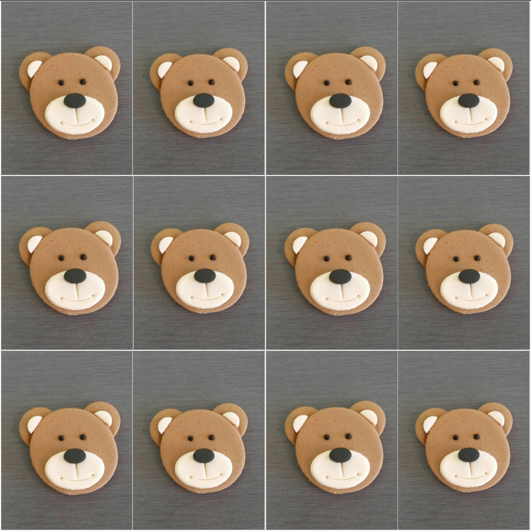 12 X Teddy Bear Cupcake Toppers Fondant Teddy s Teddy Etsy